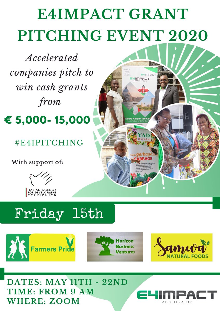 E4ImpactAfrica's tweet photo. #E4IPitching - 3rd Grant pitching session with @FarmersprideKE , #SamwaNaturalFoods and @HorizonBusinessVentures pitch to win cash grants up to €15,000. Our lead juror, Alex Mbatha, @TaslimuCap, kicks the session off. https://t.co/HQv6aKR3b0