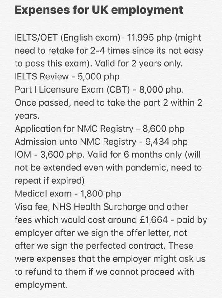 earldanielc's tweet photo. The cost of dreaming for a UK employment. Our government did not helped us even for a cent in all these payments plus getting our degree. Risk is the same with working overseas and locally so please stop this non-sense and show some love to your HCW's (OFWs)
#NoToHCWDeploymentBan https://t.co/4JhYG51yaF