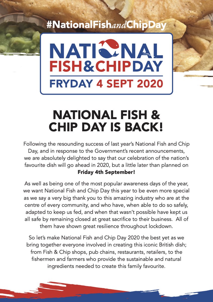 neoda_oils's tweet photo. Happy #fryday!  

We are absolutely delighted to announce that #nationalfishandchipday will be back in 2020, a little later than planned on Friday 4th September!

Please see our message below.  We can't wait to celebrate all things #fishandchips with you!

Please retweet! https://t.co/IbfBE5nDtH