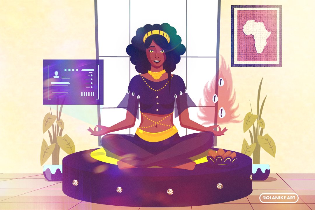 OlanikeArt's tweet photo. What if we combine our ancestral skills with technology to make the world a better place ❤️😊.

What do you think of this?
#Waxeho #team229 #QuarantineLife #benin #RETWEEET #FeelGoodFriday #yoga #yogagirl #YogaDuringLockDown #africa #tradition #modernity #Rating #wasexo https://t.co/klHWOiFYnW