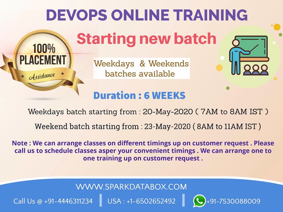 sparkdatabox's tweet image. New batch starting for DEVOPS online training

Visit Us @ sparkdatabox.com
Contact us @ India: +91-4446311234 / USA : +1-6502652492

Whatsapp : +91-7530088009
Email us @ training@sparkdatabox.com