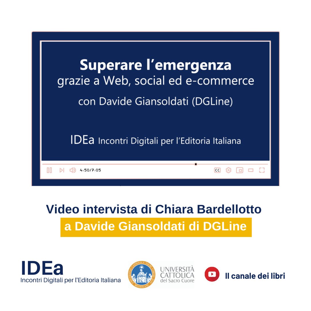 editoriaUnicatt's tweet photo. Ogni venerdì su #IDEa, online le videointerviste degli studenti del #MasterBooktelling. Quali opportunità web, #socialmedia e #ecommerce possono offrire agli editori e ai librai?
📹Chiara Bardellotto intervista @davidegs di @dgline 👉 https://t.co/Mbn7gmAZX3
#editoria https://t.co/GDNyfGeNMa