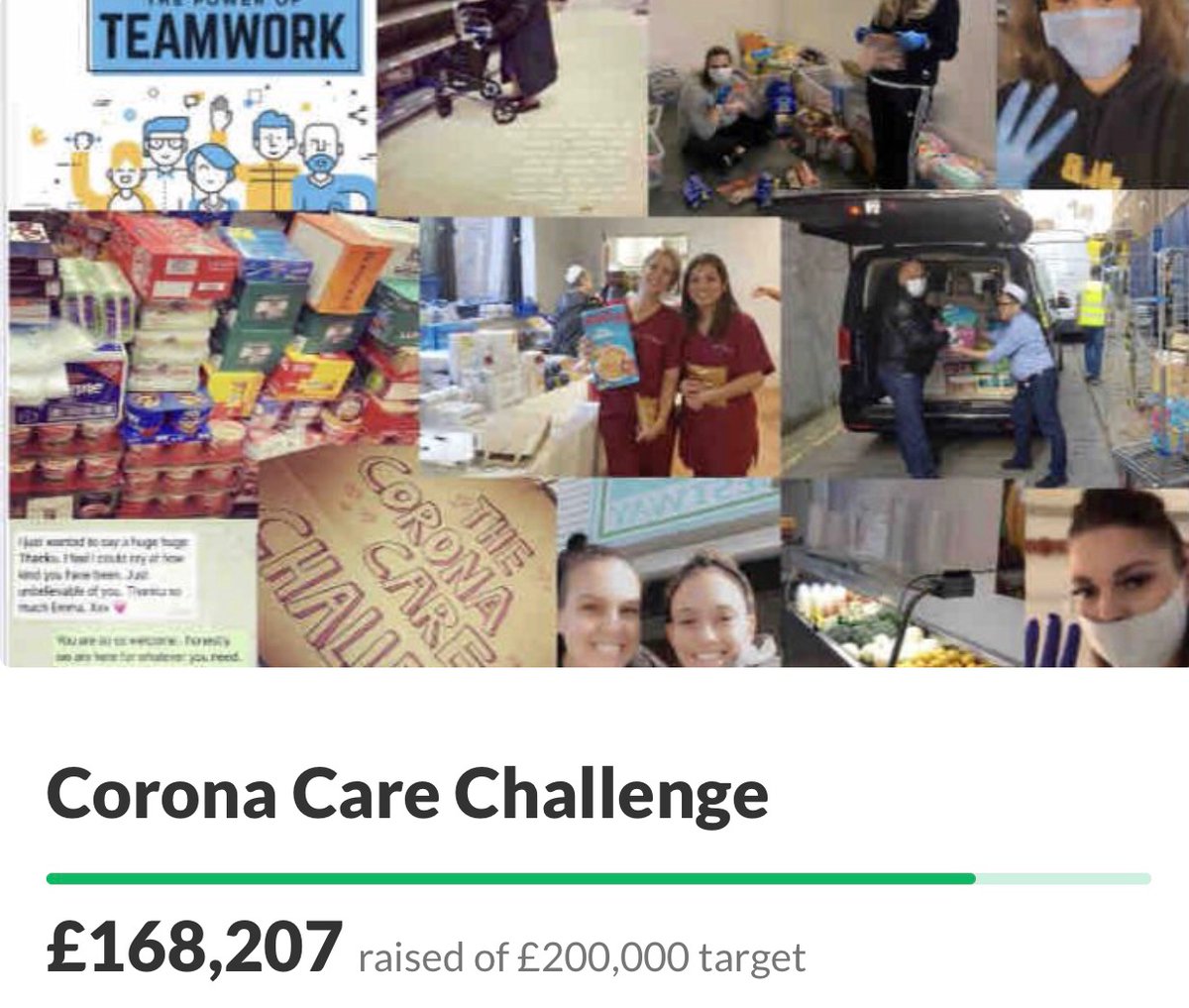 Coronacarechal's tweet photo. Wow! We have hit over £168,000 with your support and fundraising ideas.....thank you to everyone this is amazing and what a way to end a week! We hope you are all safe and well
#coronacarechallenge #NHSheroes #NHS @MayorofLondon https://t.co/MzfXQhjU5r