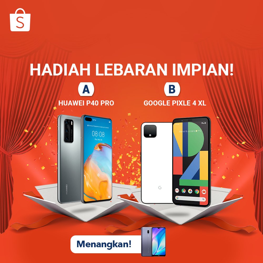 Biar silaturahmi tetap lancar, kita mau GIVEAWAY Xiaomi Redmi 8A Pro nih! Caranya:

1. FOLLOW @shopeeid
2. RT &amp; LIKE tweet ini
3. REPLY pilihan kamu &amp; pakai #ShopeeHadiahLebaran SEBANYAK-BANYAKNYA

Pemenang dipilih secara ACAK. Periode sampai 18 Mei '20
#ShopeeID #ShopeeDariRumah