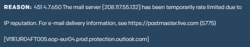 Pilounator's tweet photo. @SendGrid   Looks like some of your IPs are throttled/toxic for Microsoft hosted domains. ... emails are deferred...

:( https://t.co/Z1BI0JUpno