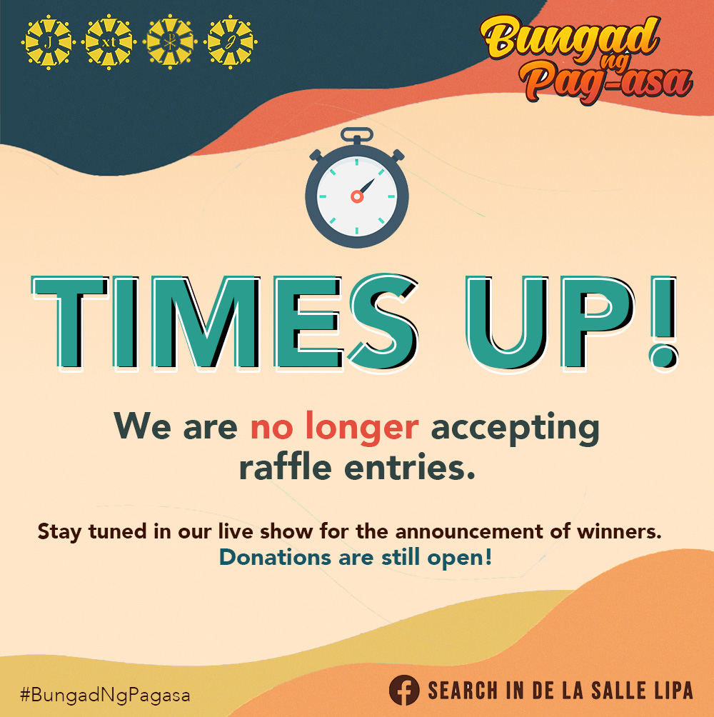 SearchInLSCA's tweet photo. That’s it, mga Ka-Bungad! We have wrapped up the acceptance of entries of Philantro-Pick. Stay tuned to our live show, later at 6PM for the drawlots.

FB: https://t.co/VXFjrnYKeJ

#BungadNgPagasa https://t.co/pvVSGwkVdc