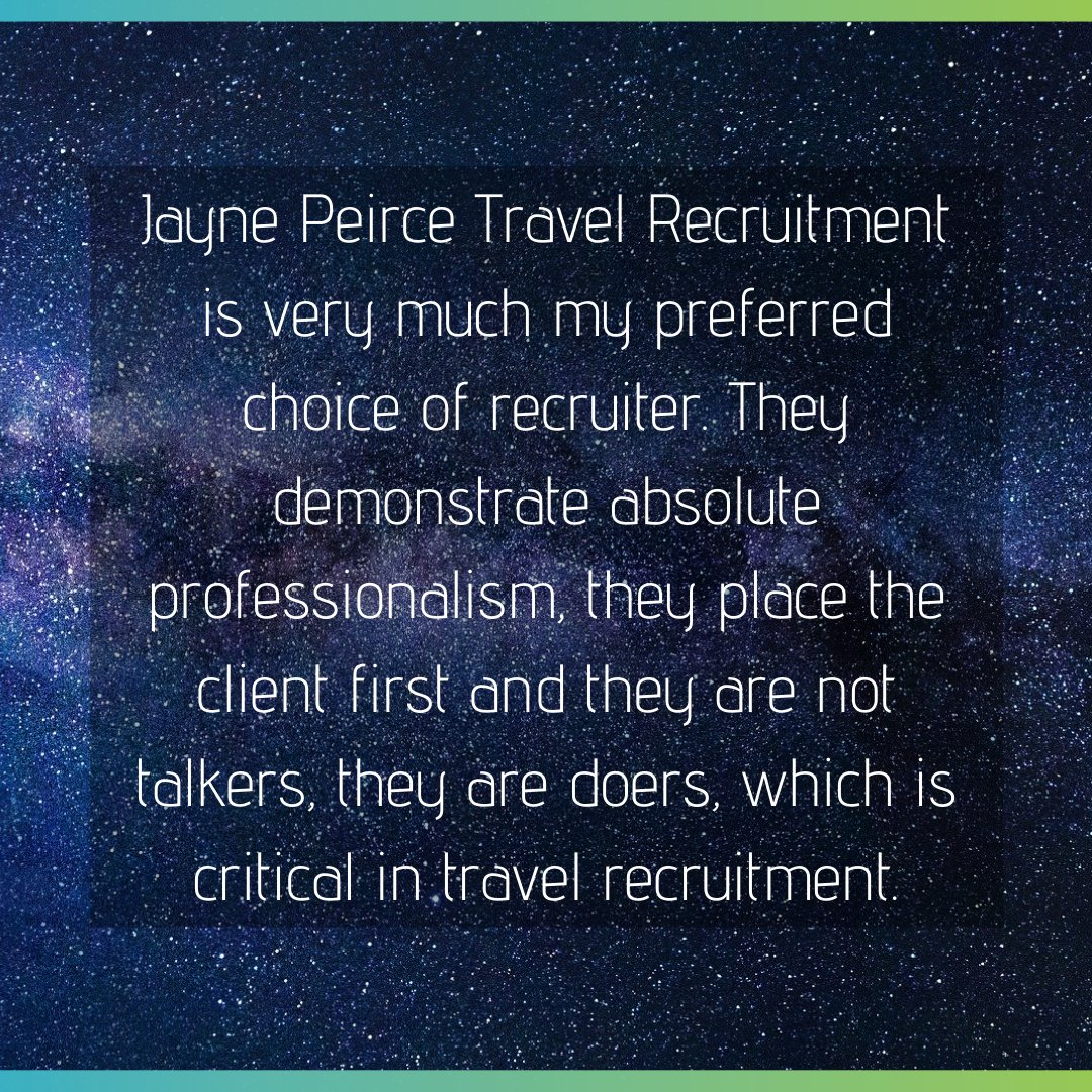 JaynePeirce_Rec's tweet photo. If you're considering your future recruitment options get in touch with us to discuss how we're able to assist you https://t.co/c7HDg38Zbe #traveljobs #preferredchoice #experts https://t.co/xo0F0aZBQd