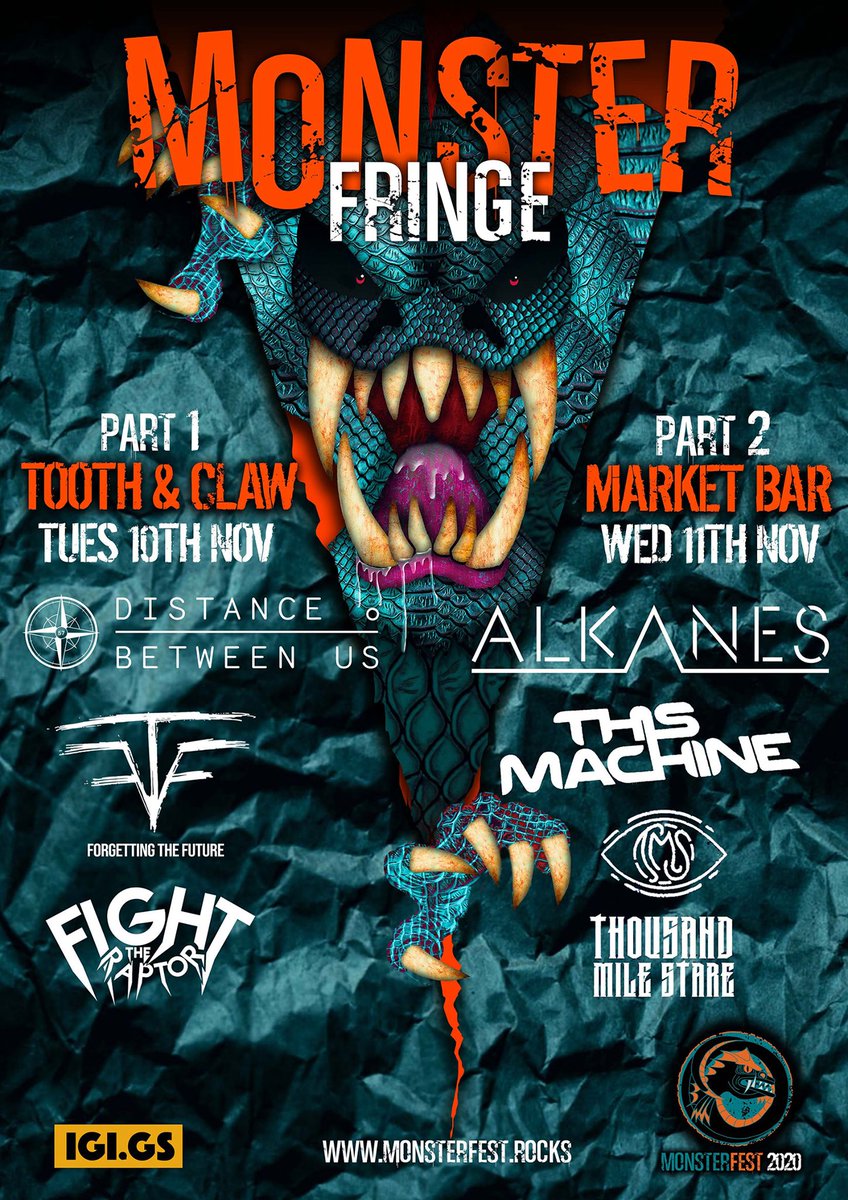 monsterfest2024's tweet photo. #MonsterHunt extended week @monsterfest2020 Two local dates 10/11/2020 & 11/11/2020 It's shaping up to be a week of great music! @Alkanes_band @forgetting_the #DistanceBetweenUs #ThousandMileStare #ThisMachine #FighttheRaptor @invernessGiG #MarketBar @thetoothandclaw #Inverness https://t.co/x7IsokCwtt