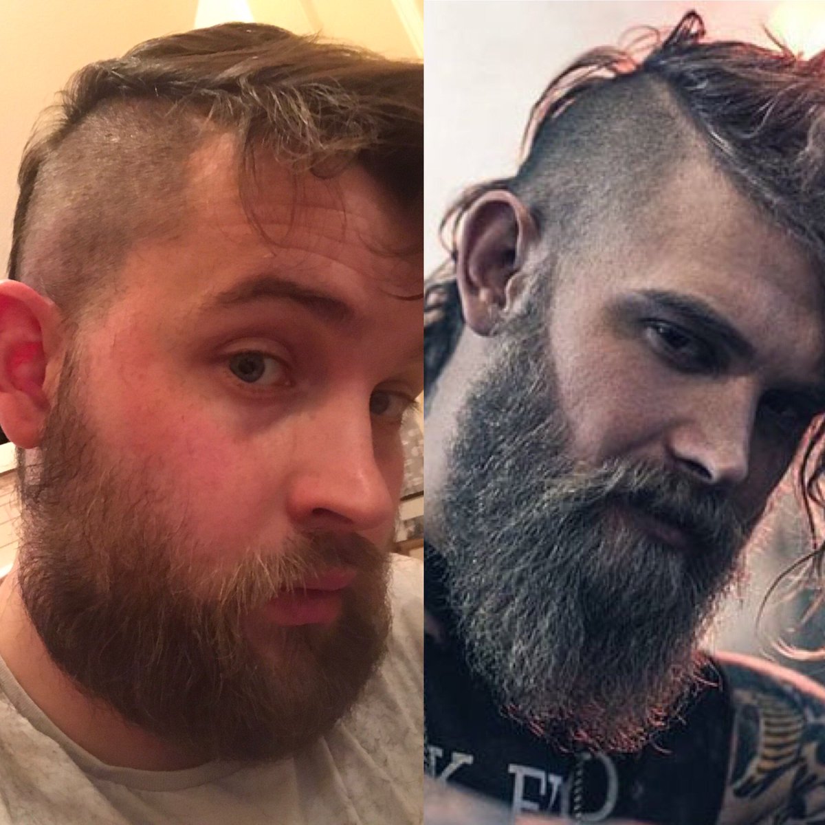 Not bad for 1st attempt of shaving me on dome 😂! But this guy has the hair length on me, just need to keep growing mine, but not to shappy if I do say so myself 😂✌️

#DIY #haircut #beard #viking