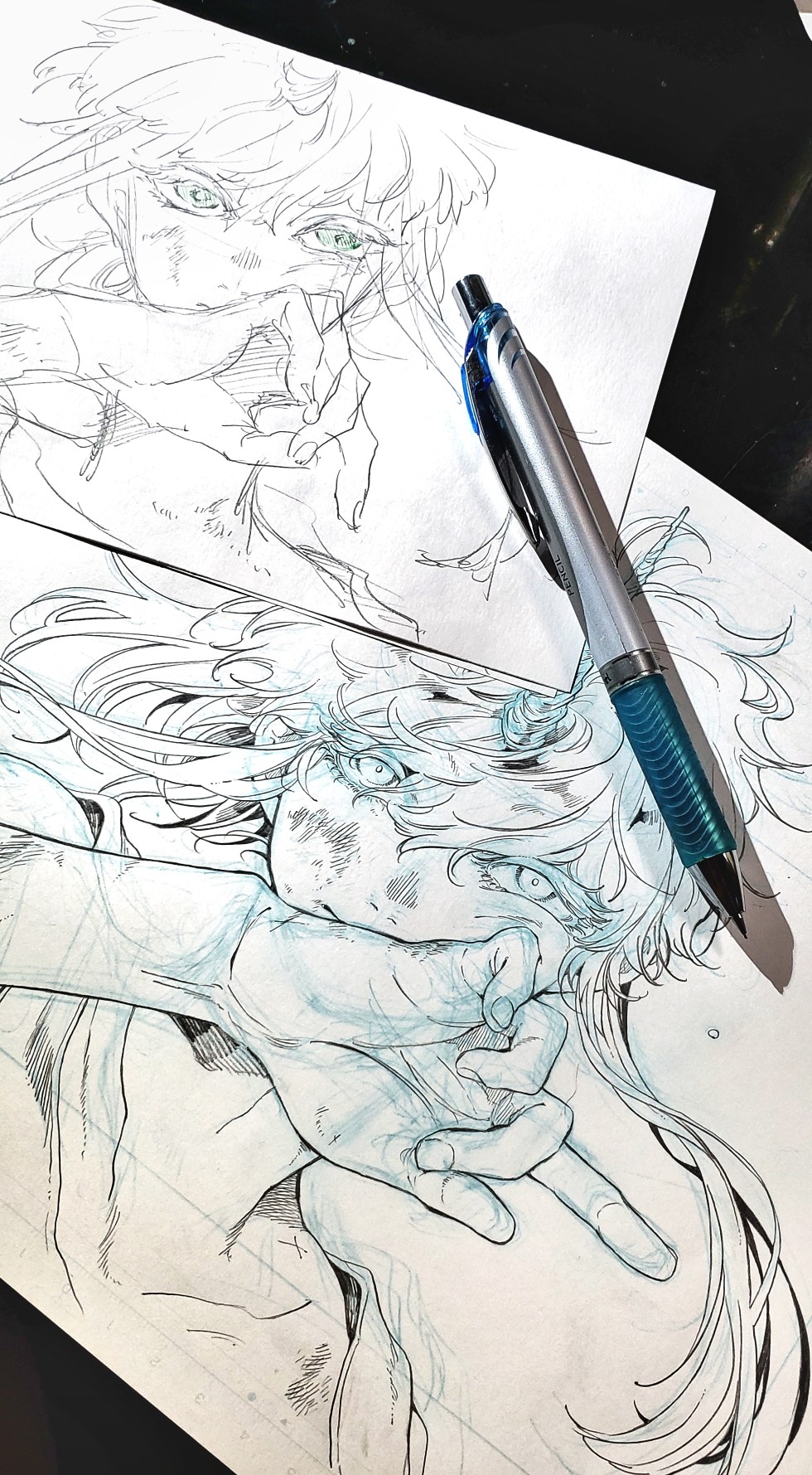 ねここ 一角獣のメイン絵の線画とラフ メイン絵はかっこいいイントロイメージでした ねここ 一角獣のメイン絵の線画とラフ メイン絵はかっこいいイントロイメージでした