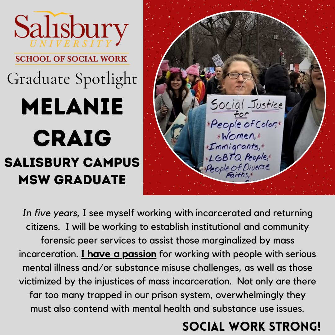 SUSocialWork's tweet photo. Melanie Craig has some clear goals for the next several years as she is entering the field with a MSW from @SUSocialWork. Join us on May 16th at 1pm as we celebrate her & the other MSW grads. Event streamed live on the #SUSocialWork YouTube. #SUSocialWorkGrad2020 #ClassOf2020 https://t.co/6b5aTDZeXW