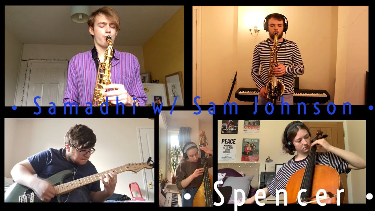SamadhiBand's tweet photo. We have a new video out on YouTube today featuring the brilliant @AverageSamwich! Make sure to go watch:

https://t.co/85wJv73FMa

#NewMusicFriday #FolkMusic #JazzMusic #BritishMusic #YoungMusicians #Saxophones #Cello #DoubleBass #Guitar https://t.co/nGG3o7Bf7s
