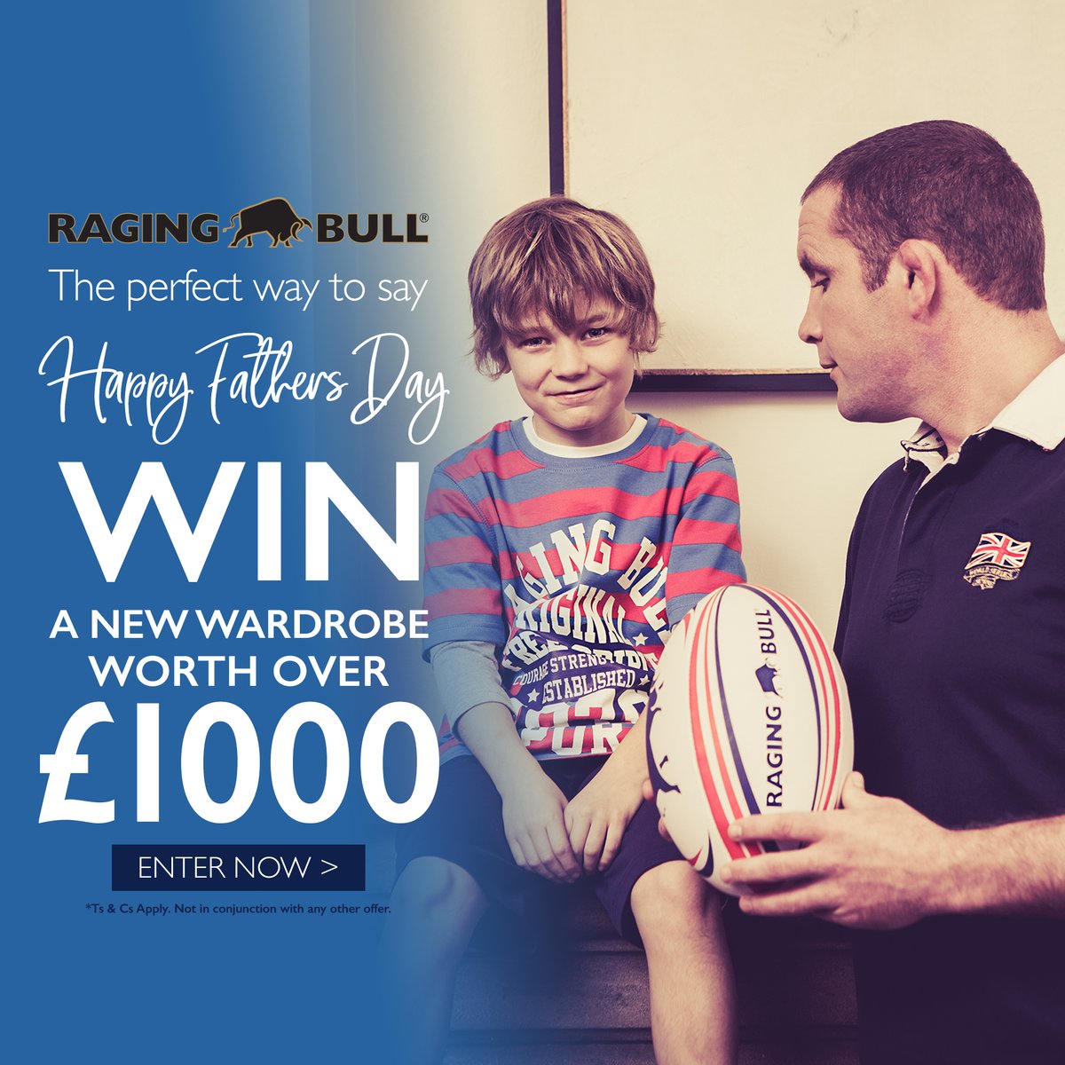 FATHER'S DAY COMPETITION! 💙

WIN A WARDROBE OF RAGING BULL CLOTHING! We'd love to kit one lucky winner out Raging Bull style.

To win this amazing prize, all you need to do is 
1. Follow us 
2. Retweet!

Winner will be announced 12th June - Good luck! #Competition