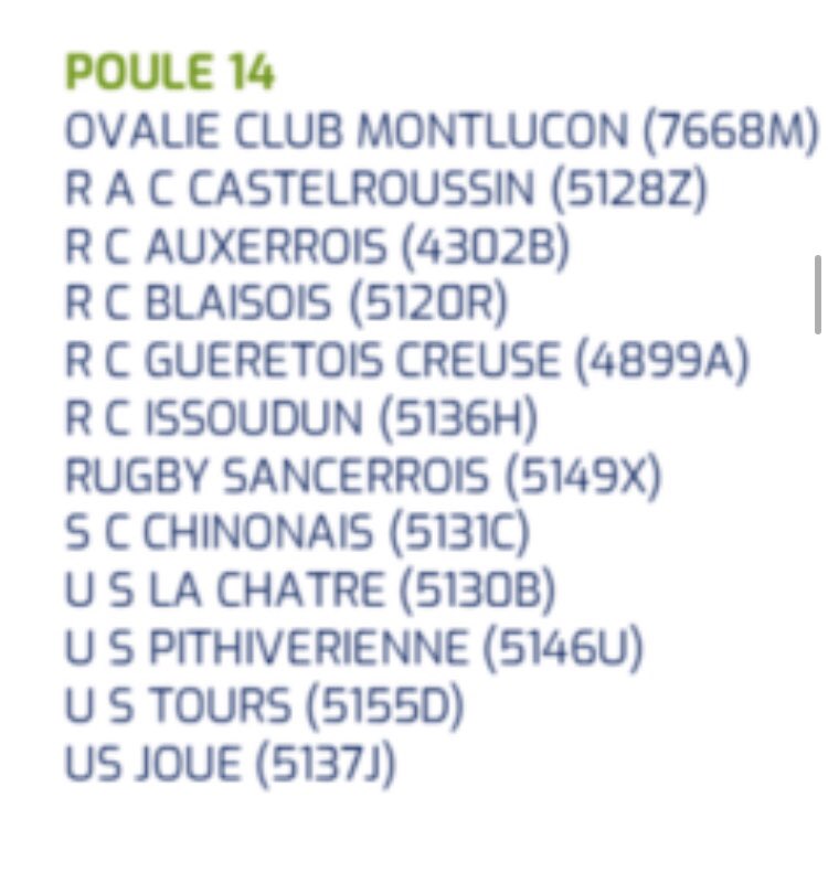 Voici notre poule de Fédérale 3 pour la saison prochaine ! De belles connaissances au programme ! ⚫️⚪️