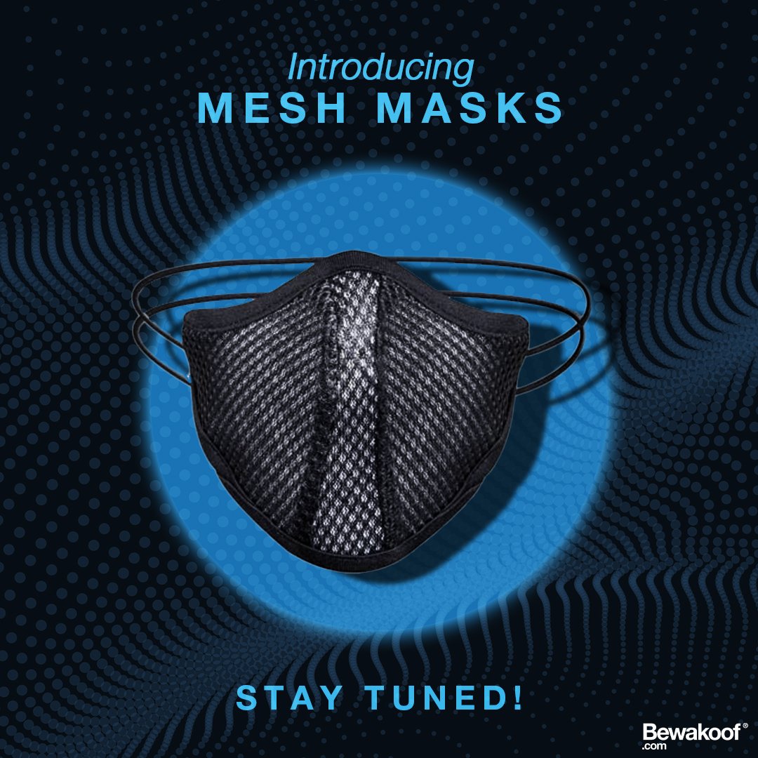 bewakoof's tweet photo. It's finally happening!!!
.
Introducing
MESH MASKS
The perfect combination of COMFORT, SAFETY AND STURDINESS.
Stay tuned!
.
.
.
#coronapreventiongear #mesh #meshmask #washablemask #masks #Coronafighters https://t.co/FRG8vY5KyP