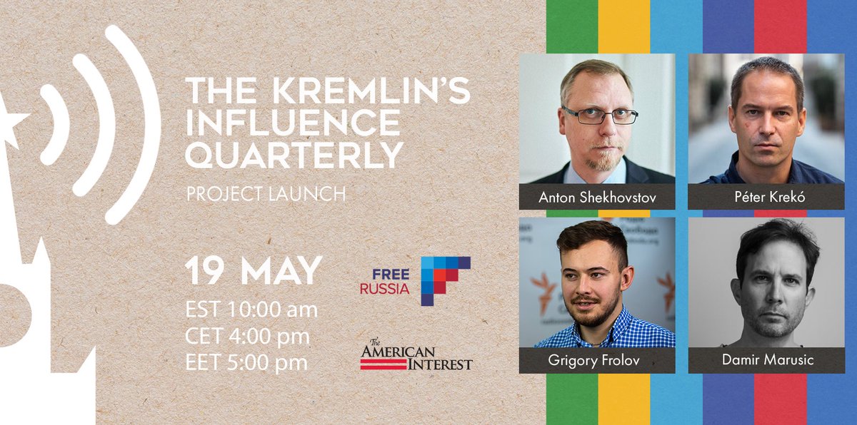 4freerussia_org's tweet photo. With the help of @aminterest, we are launching The #Kremlin's Influence Quarterly, edited by @A_SHEKH0VTS0V. The 60-minute launch event will include a discussion of Kremlin's influence in Europe and a Q&amp;A session moderated by @dmarusic.
Register here:
https://t.co/UqRudT7du4 https://t.co/8cXTESKItP