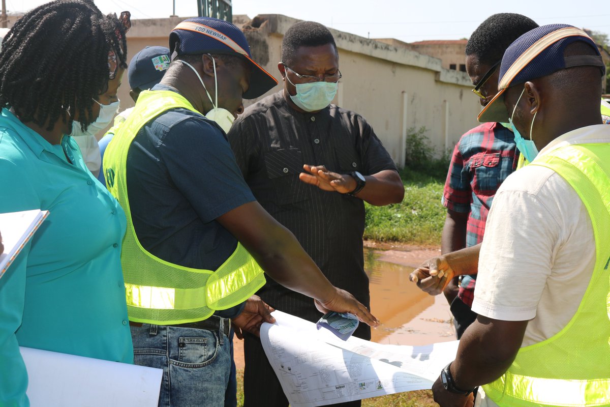 ENewmap's tweet photo. Inspection visit by Edo NEWMAP SPMU to the Flood Alleviation and Protection Construction Works, Igbei Catchment, Auchi. Making progress comfortably! https://t.co/Wx9f58RSky