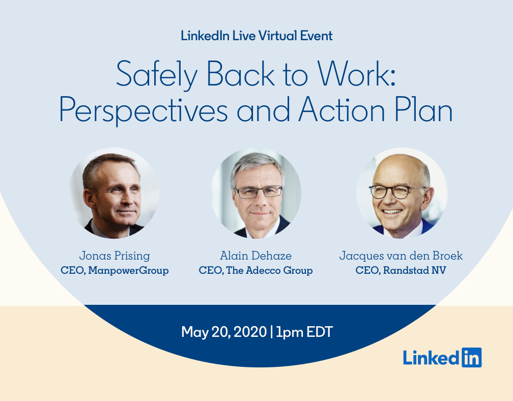 ManpowerGroup's tweet photo. What does a #SmartRestart look like? @ManpowerGroup's @JonasPrising, @AdeccoGroup's @AlainDehaze &amp; @Randstad NV's Jacques van den Broek are teaming up for an interactive @LinkedIn Live to discuss. Follow here to get a reminder when we go live next week: https://t.co/0ErZqYq8xu https://t.co/otw33gXwM5