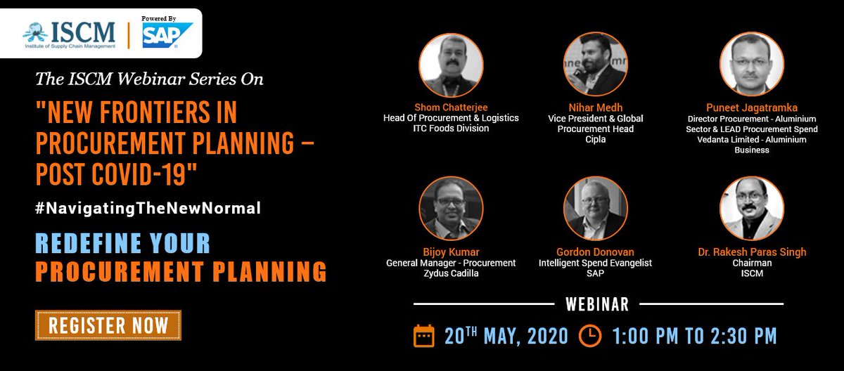 iscm_info's tweet photo. Join us for a webinar in the Domain of #procurement #planning and the way ahead, after #COVID19Lockdown #iscm #SAP
Registrations Are Now Open At - https://t.co/PEzidGqpJU https://t.co/2fQiX8poKy