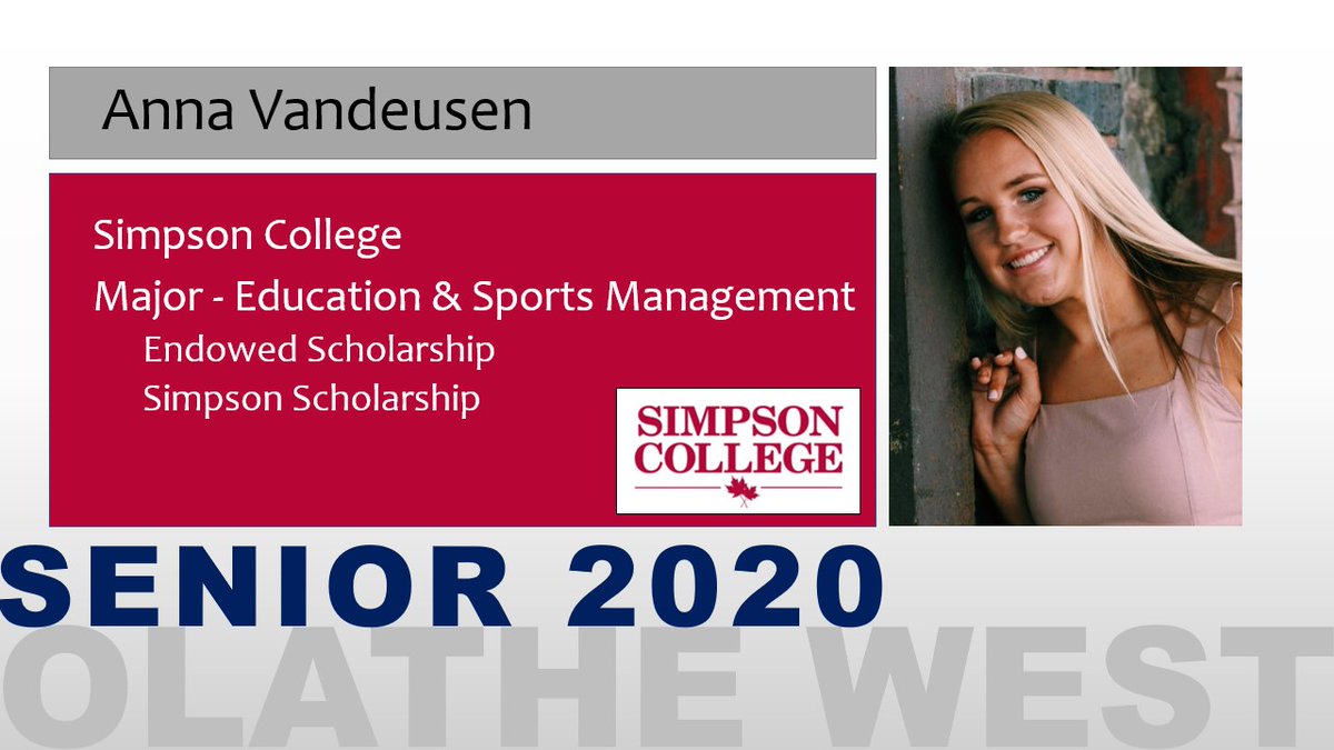 OWSeniorSigning's tweet photo. Congratulations to Anna Vandeusen who has earned the Endowed and Simpson Scholarships to attend Simpson College!  Anna will play soccer and major in Education and Sports Management at Simpson.  #owseniorsigning #OneSimpson https://t.co/EF1eBDbCq4