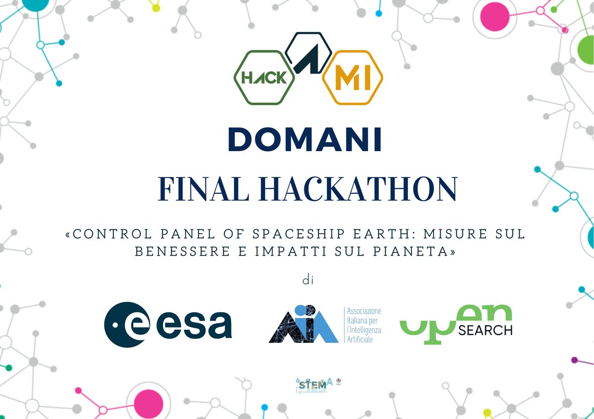 OpenSearchGroup's tweet photo. Manca pochissimo all'inizio della finale di Hack@MI!
📅La gara inizierà domani alle 9.00 (CEST) su #OpenDataPlayground e sarà sponsorizzata da @esa, @AI_x_IA e #opensearchnetwork!
Visita il seguente link per partecipare alla sfida: https://t.co/lyRCaXxw1Z
#STEMintheCity https://t.co/kFkWAtp7vN