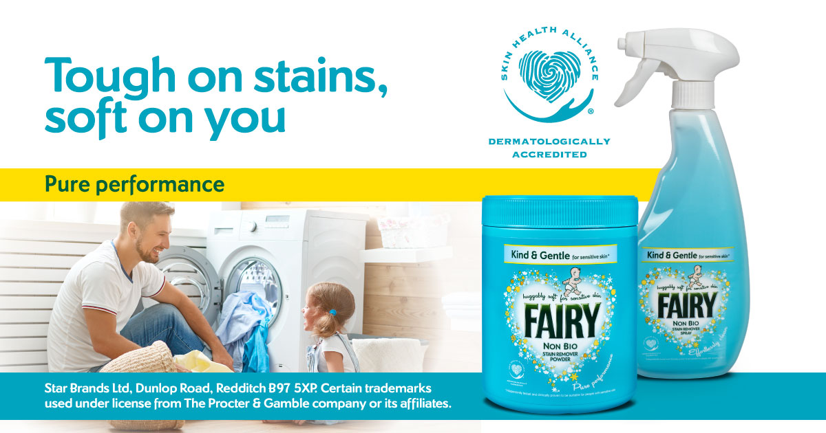 fairylaundryaid's tweet photo. Not all stain removers are created equal. Why settle for tough stain removers that are harsh on skin and clothes. Introducing Fairy Non Bio Stain Removers. #toughonstains #fairylaundryaids #starbrandsltd #dermatologicallyaccredited #forsensitiveskin https://t.co/r7bUkQDHLl https://t.co/DQFepsOqHJ