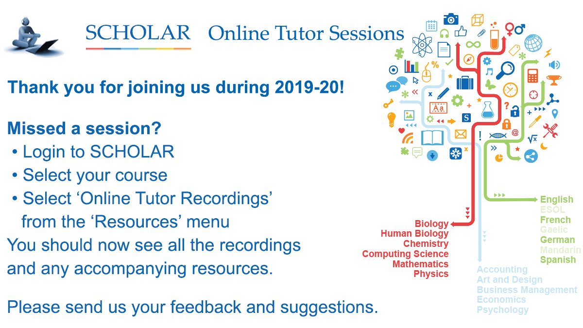Our Online Tutor Sessions have concluded for 2019-20. Thank you for joining us!

Please get in touch with your feedback and suggestions.

Don't forget that Online Tutor Recordings from the last two years are still available online: scholar.hw.ac.uk/sessionsArchiv…