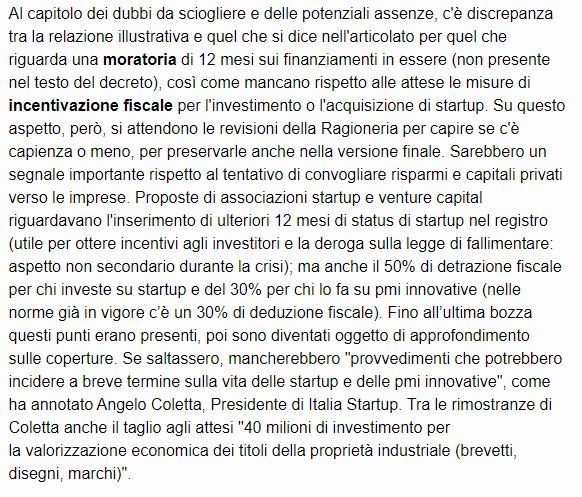 "Alcune misure erano attese, altre rischiano di uscire dalla versione finale come le detrazioni fiscali."

Il pezzo di @Repubblica sul dl #Rilancio con il commento di @AngeloColetta_ Presidente di #ItaliaStartup

repubblica.it/economia/2020/…