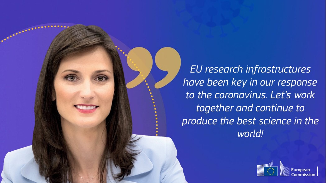 ESFRI_eu's tweet photo. @GabrielMariya, European Commissioner for Innovation, Research, Culture, Education and Youth opens the @EU2020HR
 #SmarterFutureEU_RIs digital conference from the @EU_Commission side, referring to the #ERA future and quoting the @ESFRI_eu
 White Paper https://t.co/NcbaVZILe2 https://t.co/rpeX0Nv8mN
