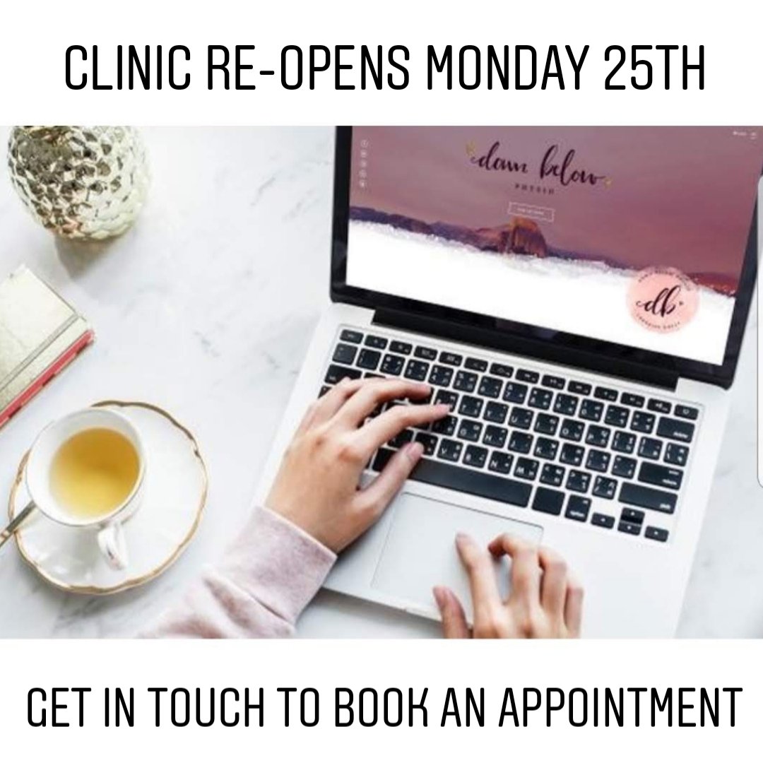 My clinic will re-open on Monday 25th in line with guidelines and advice from the ISCP and the HSE to ensure your safety. 
Health &amp; safety is priority, strict screening and procedures will be in place. 
Get in touch to make your appointment with me.