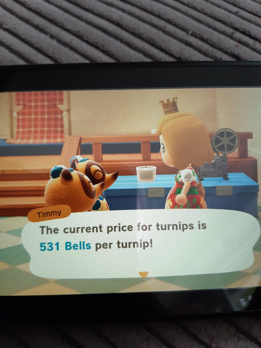 Dandekx's tweet photo. Turnips at 531 bells for 40 more minutes till 12PM. Tips appreciated😊. Get in line via https://t.co/mp2DTfzVMN #ACNH #turnipexchange #turnips #stalkmarket #dodocode https://t.co/QgUCIlcBPq