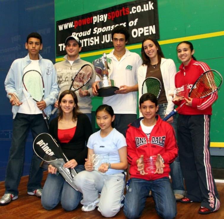 Photo posted by <a href="/SquashSite/">Squash Site</a> yesterday of a <a href="/BJOsquash/">British Junior Open</a> on our glass court at <a href="/AbbeydaleSquash/">Abbeydale Squash</a>. Can you name the squash superstars? 1 point for each correct answer. There are 5 world championship titles on there, 3 world number 1’s and a number 2 in the world