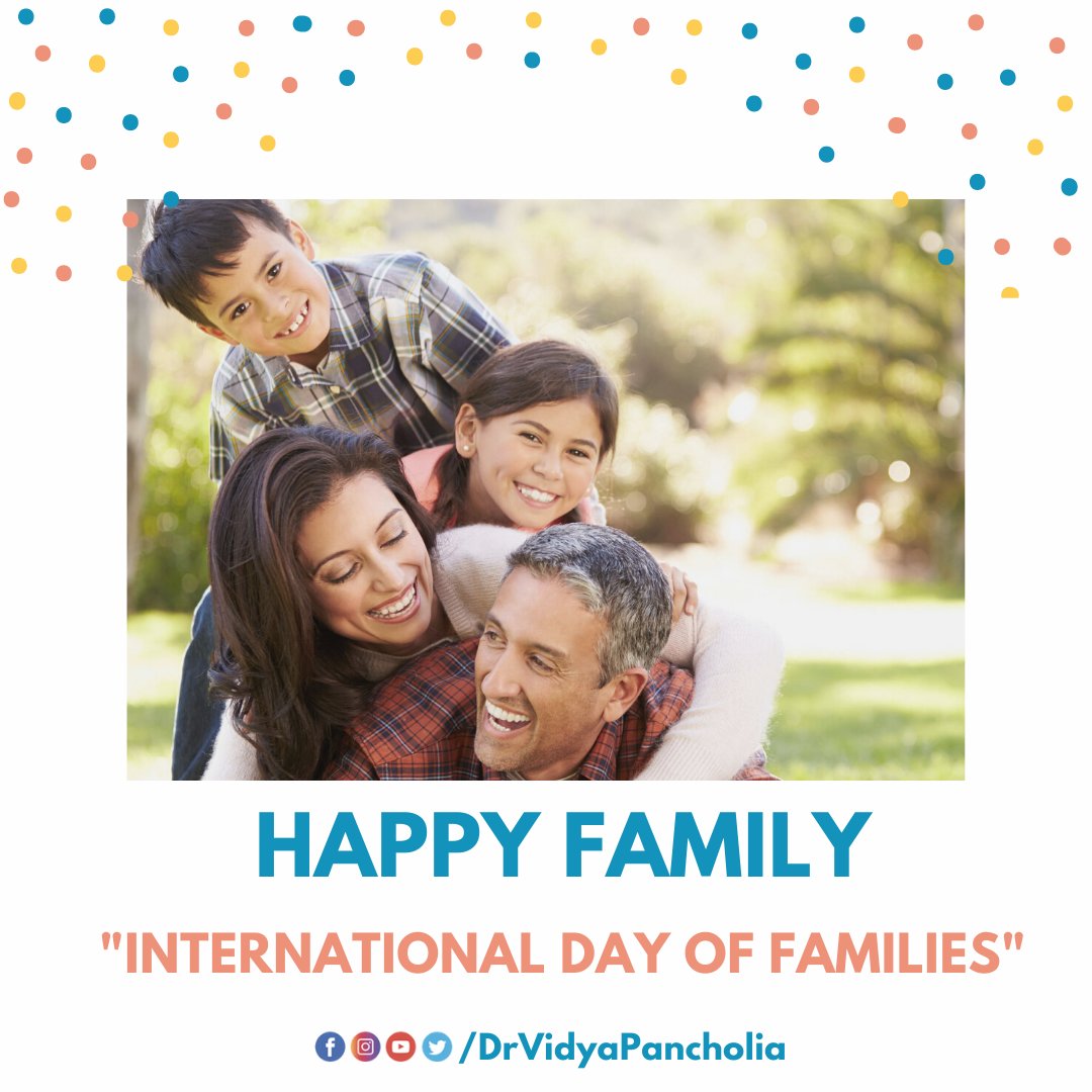 VidyaPancholia's tweet photo. In these #COVID times, we wish for your Family -
"The Family that is Safe together, Stays together!"
Happy International Day of Families!
#StayHome #StaySafe #StayHealthy #DrVidyaSays #VPTalks #FamilyDay #Indore #InternationalDayOfFamilies #Family https://t.co/pHHlPXy6yT