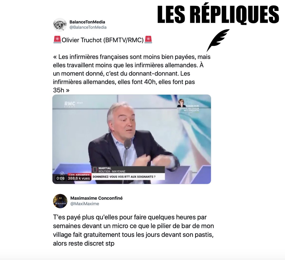 La différence de salaire entre les infirmières Françaises et Allemandes selon Olivier Truchot journaliste dans les GG RMC

<a href="/MaxiMaxime/">Maximaxime</a>