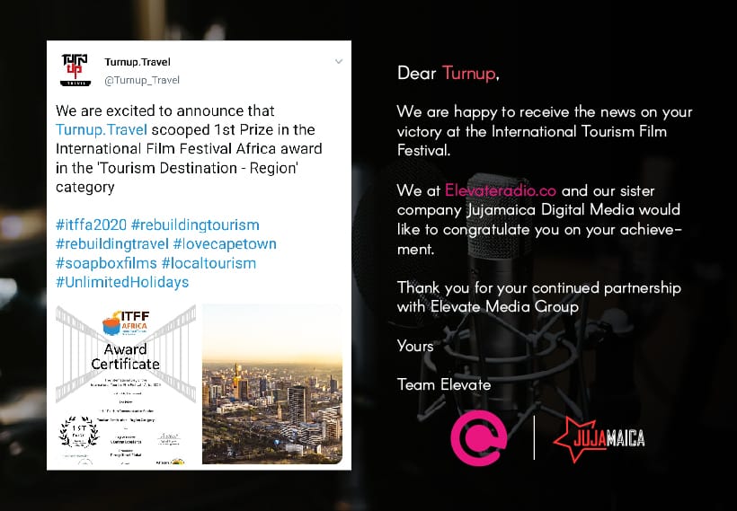 Jujamaican's tweet photo. Kenyan Tour operator and content agency, @Turnup_Travel Scoops International Tourism Award! #jujamaica #localtourism #turnupinmotion #Nairobi
https://t.co/7jS3s9ycdX via @jujamaican https://t.co/CxUFs0CZae