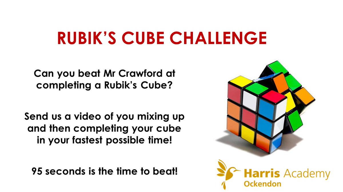 HarrisOckendon's tweet photo. Have a go at our challenge from the Maths department. Can you beat Mr. Crawford's time? Get the whole family involved! Send your videos to news@harrisockendon.org.uk #mathsisfun https://t.co/f30rRxC0MP https://t.co/zBE53DNFCe