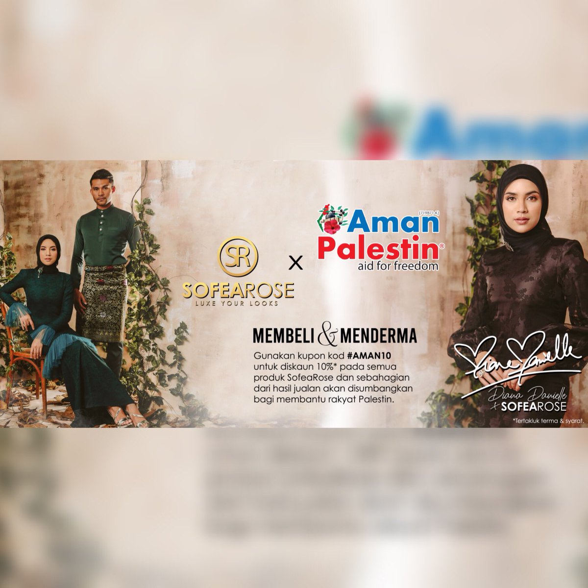 AmanPalestinMY's tweet photo. #sofearose | 📦NAK HADIAHKAN APA UNTUK ORANG YANG TERSAYANG? 📦
.
😱 Raya dah dekat, tapi belum beli apa-apa lagi untuk yang tersayang!
.
🎉Peluang Bergaya sambil Beramal bersama #SofeaRoseXAmanPalestin dalam kempen #AMAN10!!!
Jom dapatkan info!
https://t.co/W7yL2qt4EB https://t.co/oeARM3FEIC