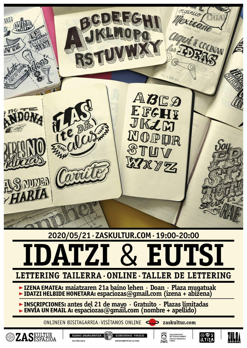 omijfdv's tweet photo. ✍🏽 Taller de lettering ✒️ "Escribir y resistir" impartido por Nerea Lekuona.
🗓️ Jueves 21 de mayo 🕛 19:00 a 20:00h.
🆓 El curso es gratuito
📝 para inscribirte escribe a ▶️ espaciozas@gmail.com
#vgomij @VG_gaztea https://t.co/hXIQy4xk78