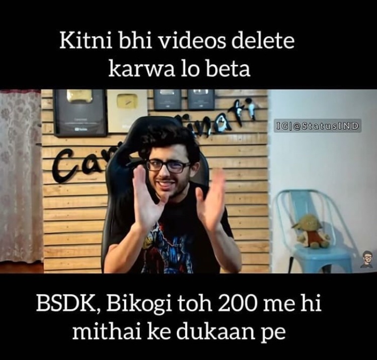 WorldMemes9's tweet photo. #justiceforcarry
@YouTubeIndia video waapis do 😣 @CarryMinati #carryminatitiktokroast https://t.co/yHHCHjA3rl