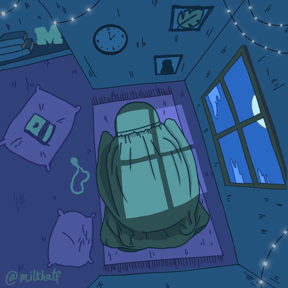 milkhatf's tweet photo. Ketika pertarungan langit sudah dimulai, kita berlomba berbisik pada bumi. Bisikan siapa yang akan mengguncang Ars-Nya, ialah yang mendapatkan malam istimewa-Nya

#illustration #drawing #lailatulqadar #artwork
https://t.co/6CaiWqxqgJ https://t.co/HT0kksgnnl