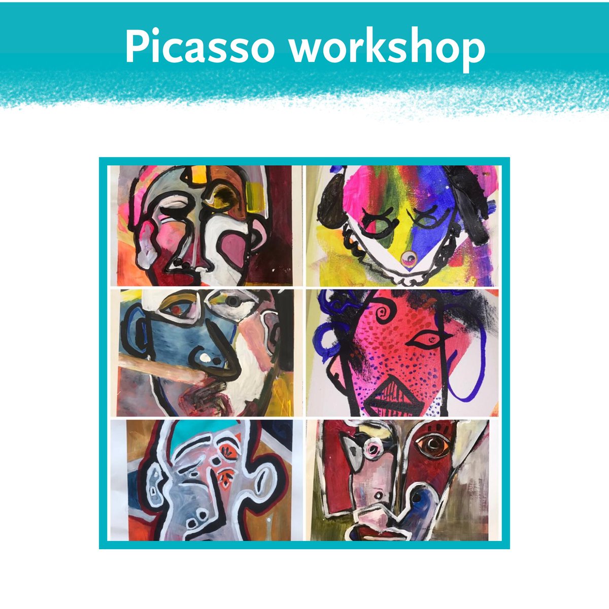 ggznhn's tweet photo. Wow wat een gave resultaten! Deelnemers van Maatwerk, centrum voor werk en ontwikkeling, deden mee aan de #schilderworkshop. Kubistische portretten in de stijl van Picasso. Drie op veilige afstand van elkaar op onze Maatwerk locatie in Heerhugowaard, en de rest online.
#ggz https://t.co/IHWp7Uj8GW