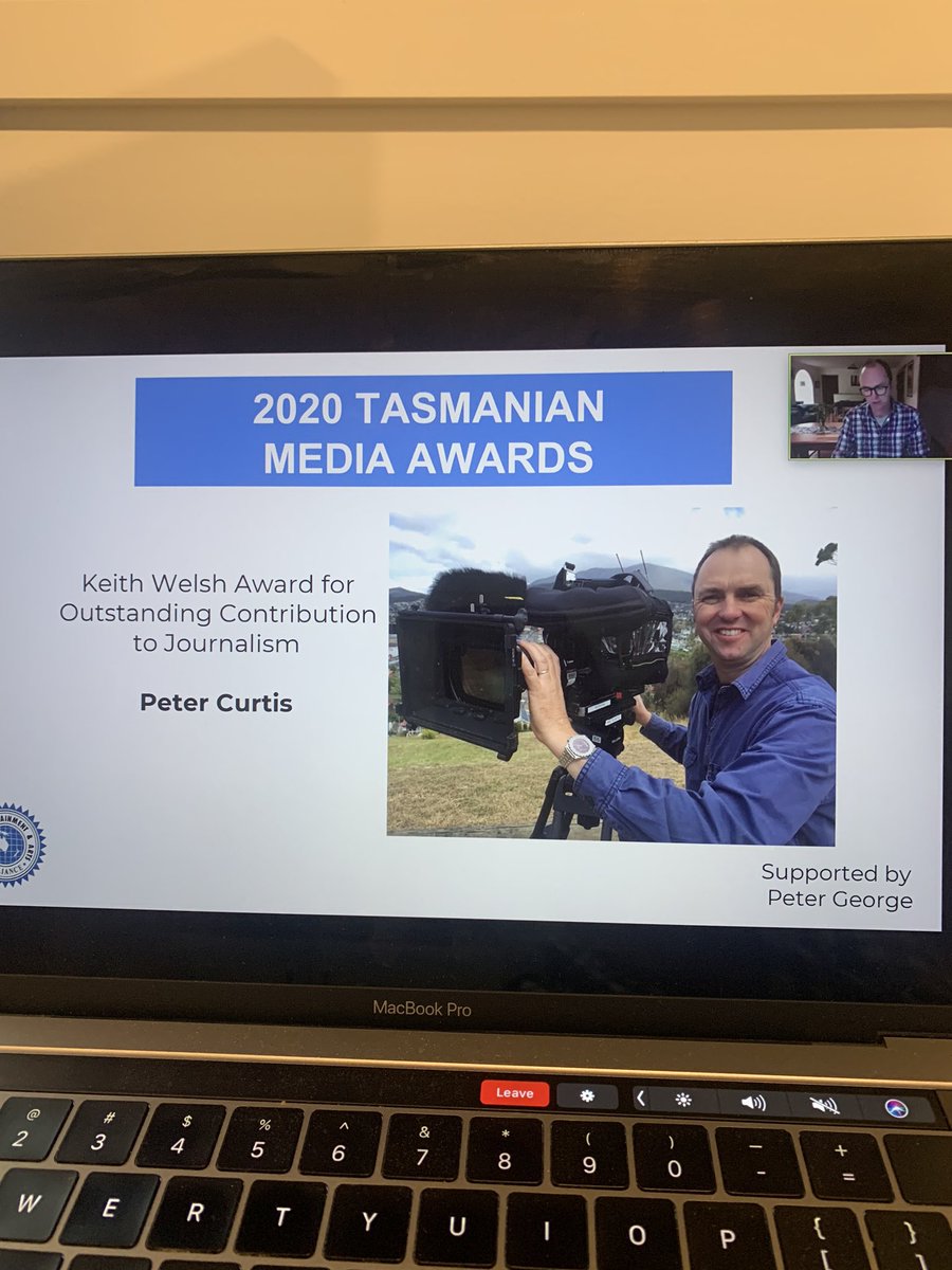 WelshyKnows's tweet photo. Congratulations to Peter Curtis of @abchobart who was crowned the Keith Welsh award for outstanding contribution to journalism. Award named after my late Great Uncle.
#VirtualAwardsNight https://t.co/xqAVAr60Uq