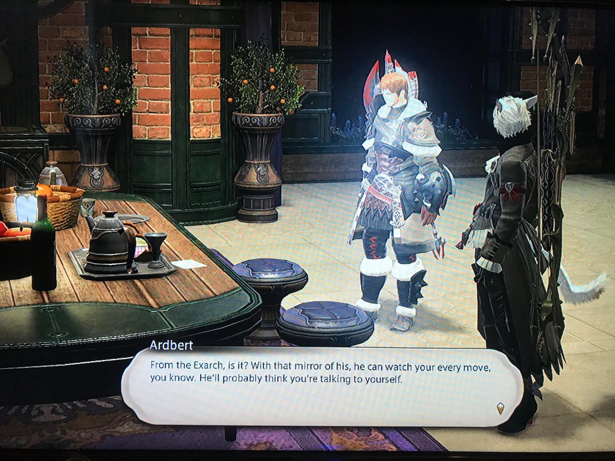 I LOVE HOW1. Exarch sent us sandwich.... i cry2. Adbert: (appears out of thin air to tell u abt ur pinning bf)3. The fact that WoL isn’t even slightly fazed anymore a ghost suddenly appears right beside him in his private quarters