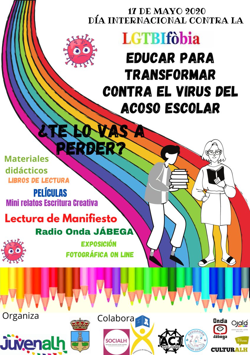 A las 12:00 en #Directo con programa especial Día Internacional contra la #LGTBIfobia con el lema "Educa para transformar contra el virus del acoso escolar LGTBI" #ContraElVirusdelAcosoLGTBI+ con Marta Oballe, Lidia Guerrero y Lipe de Lima. Descarga la App para iOS y Android