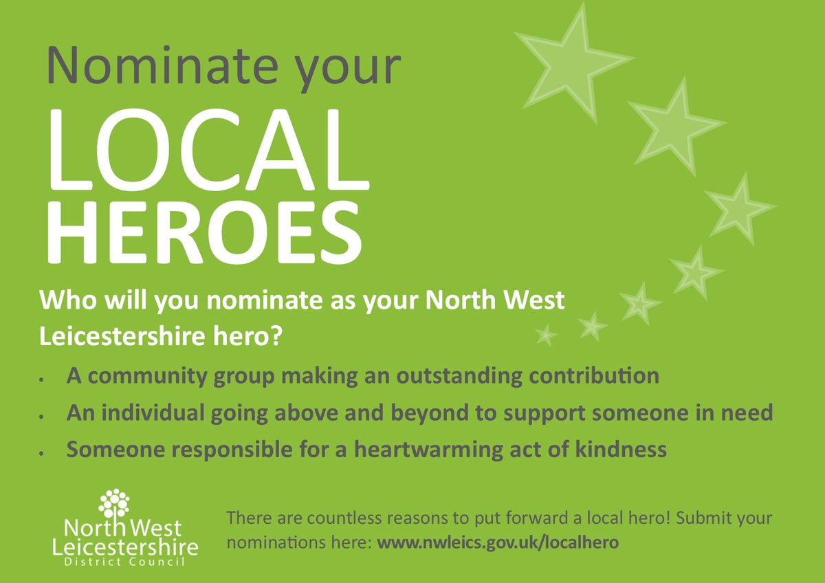 Who will you nominate as a local hero?

Submit your nomination here 👇

nwleics.gov.uk/localhero