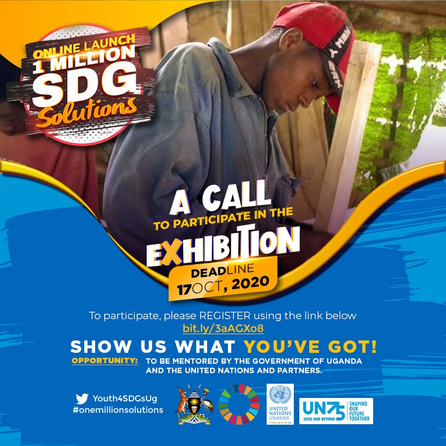 Are you a Ugandan youth creating solutions that are changing lives to accelerate achievements of the #SDGs? Calling on you! The One Million Youth SDGs Solutions Initiative is here. Show us what you've got. To participate bit.ly/1millionsdgdia… #onemillionsolutions #Youth4SDGsUg
