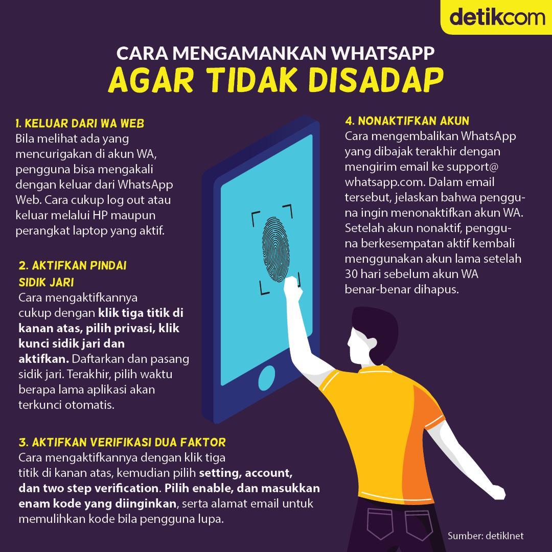 Applikasi WhatsApp bisa menjadi sasaran pembajakan. Nah, bagaimana cara mengetahui akun WhatsApp sedang dibajak atau disadap? Bagaimana pula cara mengamankannya? Simak di sini: detik.id/VnC9xd

#WhatsApp #detikinet