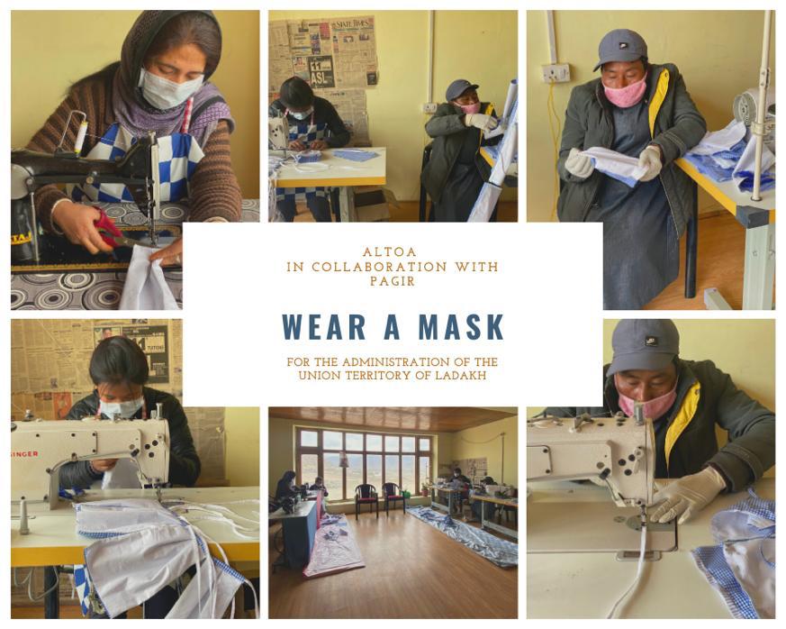 utladakhtourism's tweet photo. All Ladakh Tour Operators Association (#ALTOA) in collaboration with #PAGIR, #SEWA, #HotelGrandDragon and #SHGRanbirpur have produced a total number of 10000 #cottonmasks till date and will continue production till required. 
#Ladakh 
#StayHomeStaySafe 
@ALTOAssociation 
@TGDL https://t.co/FNCHHcKHFW