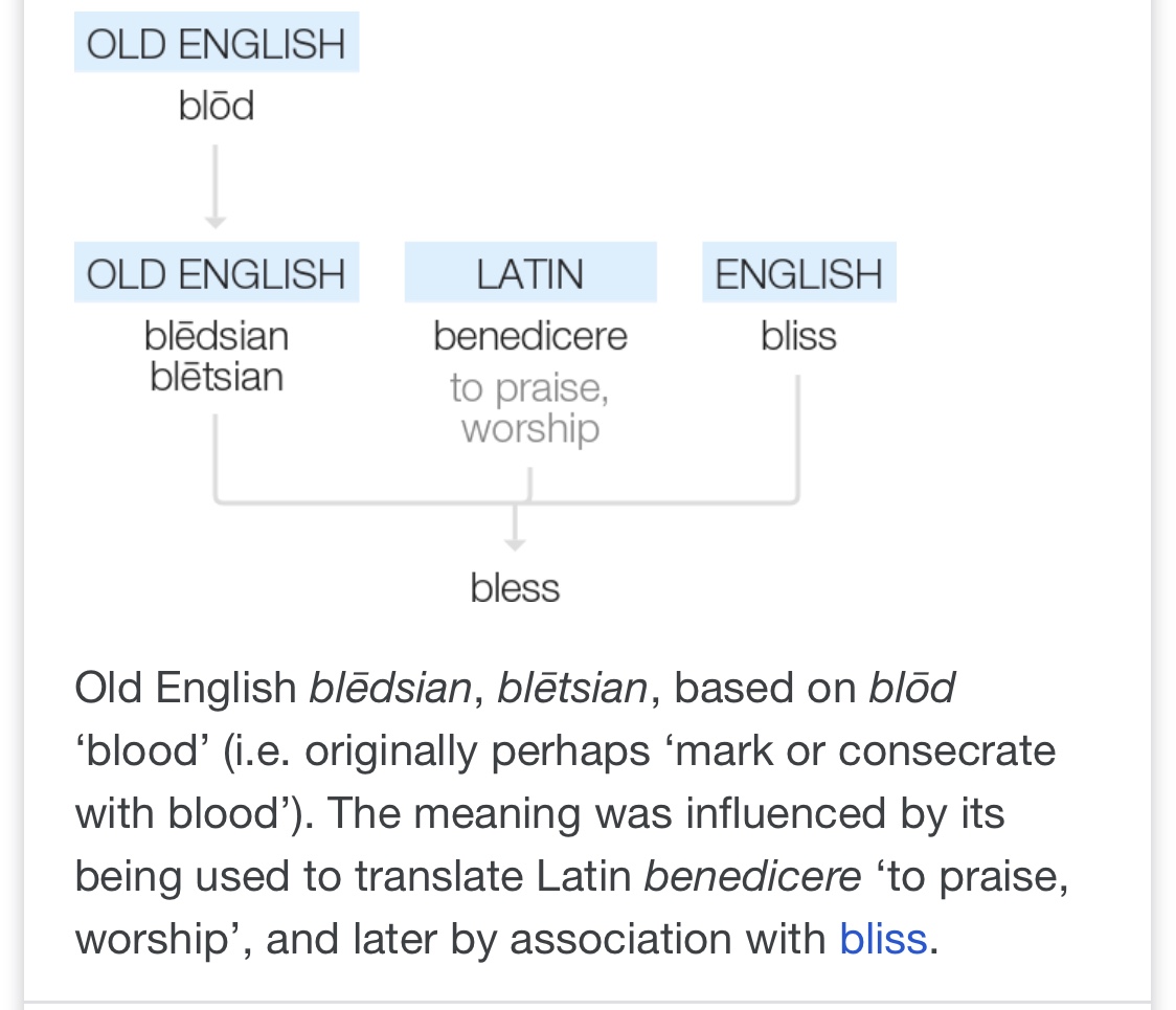 Moa 今週のフランス語 学習で一番の衝撃はblesseが 負傷した という意味を持つことだったんだけど 英語だとblessedは 神に祝福された という意味 なるほどそもそもblessという言葉自体がblood 血 で清める から派生してるんだ T Co
