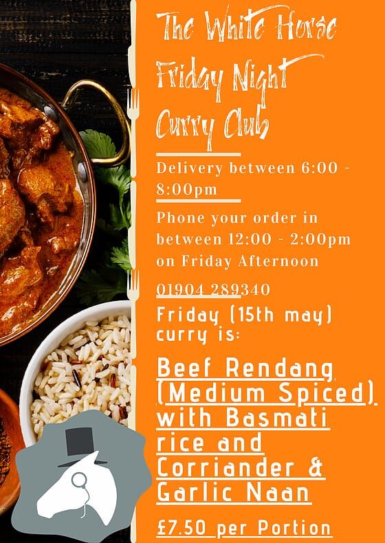 Don't forget to order your freshly prepared curry for tonight between 12pm and 2pm today to avoid missing out.